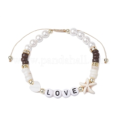 Sommer Strand Seestern synthetische Türkis & Süßwasser-Muschel geflochtene Perlen Armbänder&nbsp;BJEW-JB10427