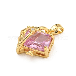Porte micro ouvrent pendentifs zircone cubique en laiton de placage&nbsp;KK-U035-04G