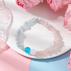 3 pezzo 3 stili braccialetti elasticizzati rotondi con perline di vetro effetto giada&nbsp;BJEW-JB12158