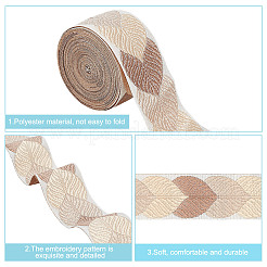Ruban de feuille jacquard en polyester pour accessoires de vêtement&nbsp;OCOR-WH0097-23D