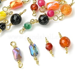 20 Stück 10 Farben gefärbter natürlicher Achat facettierter Verbinder Charms&nbsp;KK-FS0001-92