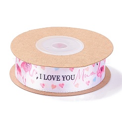 Single Face Ich liebe dich & Flamingo bedrucktes Polyester-Satinband&nbsp;LS-OCOR-L044-01A