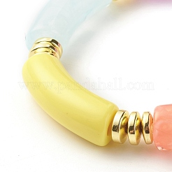 Bracciali elastici con perline in tubo acrilico&nbsp;BJEW-JB07767