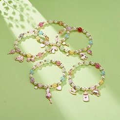 Simpatico braccialetto con ciondoli smaltati in lega colorata&nbsp;BJEW-JB08661