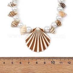 Colliers pendentifs ronds en perles de verre opaque acrylique&nbsp;NJEW-JN06306-02