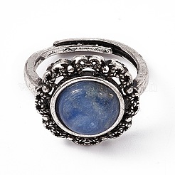Verstellbare Ringe aus natürlichem Kyanit mit Blumen&nbsp;RJEW-E067-08AS-02