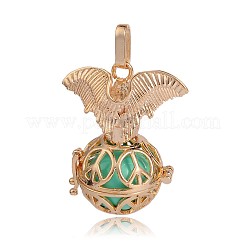 Pendentifs de cages rondes creuses en laiton plaqué d'or&nbsp;KK-J252-03G