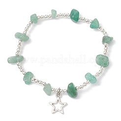 Bracelets extensibles en perles de fer et puces de pierres précieuses naturelles mélangées&nbsp;BJEW-JB09778