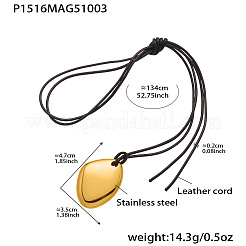 Colliers pour femmes avec pendentif en acier inoxydable 304 et cordon ciré noir ajustable&nbsp;FS-WGE3E56-08