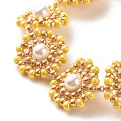 Bracciale a maglie di fiori di perle conchiglia&nbsp;BJEW-JB08084-01