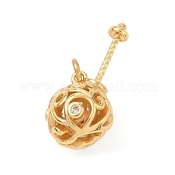 Pendentifs ronds creux en laiton micro pavé de zircones cubiques&nbsp;KK-H080-01G