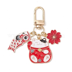 Pendentif décoratif en alliage émaillé en forme de fleur de poisson et de chat porte-bonheur&nbsp;AL-CJEB47-01