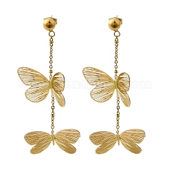 Pendientes de borla de mariposa de acero inoxidable 304&nbsp;EJEW-D308-11G