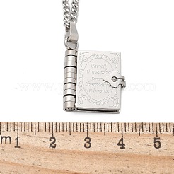 Collane con ciondolo a forma di libro in acciaio inossidabile 304 per donna&nbsp;LS-NJEW-U037-01A-P