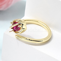 Bagues ouvertes en laiton avec micro pavé de zircones cubiques pour femmes&nbsp;RJEW-L343-01G-04