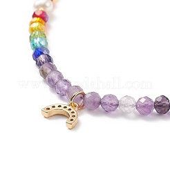 Set di collane con ciondolo a forma di falce di zirconi cubici colorati in stile 5 pz 5&nbsp;NJEW-JN04070