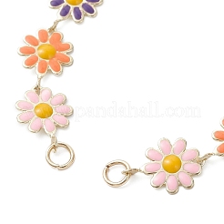 3 Stück 3 Farben Messing Emaille Blume Gliederkette Armbandherstellung&nbsp;AJEW-JB01439