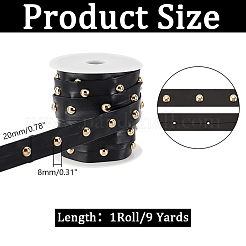 Clous ronds en laiton de 9 mètre avec garnitures en cuir PU noir&nbsp;FIND-AR0004-68