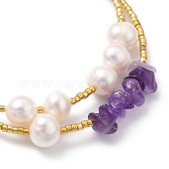 Conjuntos de pulseras con cuentas de corneta de vidrio plateado&nbsp;BJEW-JB05493-02