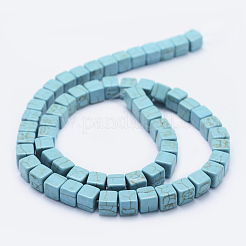 Filo di perline turchesi sintetici&nbsp;X-TURQ-F009-02-6x6mm
