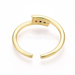 Manschettenringe aus Messing mit Mikropavé-Zirkonia für Damen&nbsp;KK-T070-112