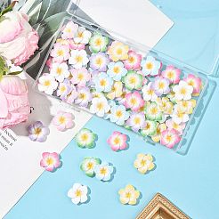 70 Stück 7 Farben Plumeria Blume undurchsichtige Harz Cabochons&nbsp;CRES-FS0001-32