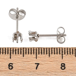 Componenti per orecchini a bottone tondo piatto in acciaio inossidabile 304&nbsp;STAS-D389-04B-P