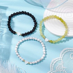 3 stücke 3 arten natürliche edelstein & howlith perlen stretch armbänder sets&nbsp;BJEW-JB11007