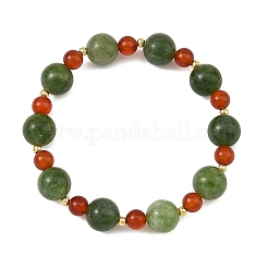 Braccialetti elasticizzati rotondi con perline di giada malese naturale tinta&nbsp;BJEW-TA00761