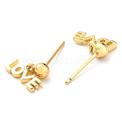 Gestellplattierte Messing-Ohrstecker mit dem Wort „Love“.&nbsp;KK-C026-18G