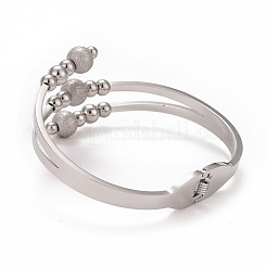 Bracelet ouvert en acier inoxydable 201 anti-ternissement avec perles à billes&nbsp;BJEW-G648-05P