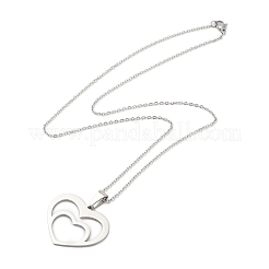 Colliers avec pendentif en forme de cœur en acier inoxydable 201 anti-ternissement pour femmes&nbsp;LS-NJEW-U005-03P