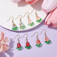Orecchini pendenti in muratura con fiori di tulipano&nbsp;EJEW-JE05526