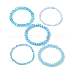 5 Stück 5 Stile facettierte runde Glasperlen Stretch-Armband-Sets&nbsp;BJEW-JB10423-05