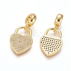 Ciondoli pendenti europei in ottone con micro pavé di zirconi chiari&nbsp;OPDL-L016-06G