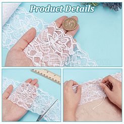 Tissu en polyester élastique avec bordure en dentelle fleurie&nbsp;DIY-WH0632-94B