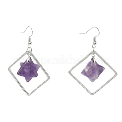 Boucles d'oreilles pendantes en laiton à losanges&nbsp;EJEW-D360-01P-01