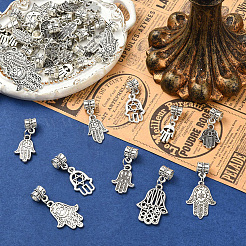 60 Stück 10 Farben Legierung europäischen baumelnden Charms&nbsp;PALLOY-CJ00187