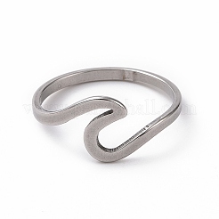 Anlaufgeschützter 201 Edelstahl-Wellenfingerring für Damen&nbsp;RJEW-J051-04P