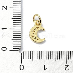Breloques en laiton avec micro pavé de zircone cubique transparent sur le thème de la lune&nbsp;KK-H475-57G-03