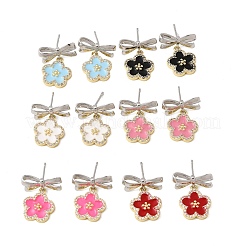 Pendientes colgantes de latón con microincrustaciones de circonitas cúbicas transparentes y esmalte.&nbsp;EJEW-G471-12GP
