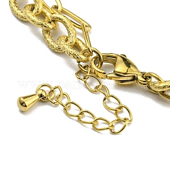 Bracelet multibrins à 2 couche avec chaînes en acier inoxydable 304 et câble en trombones plaqué ionique (IP)&nbsp;BJEW-H324-01G