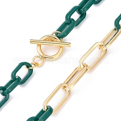 Colliers opaques en acétate de cellulose (résine) et chaînes en trombone en fer&nbsp;NJEW-JN02991-02