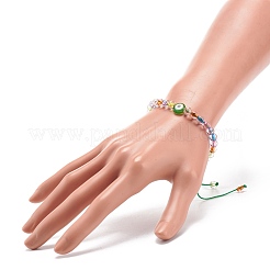 Mauvais œil acrylique et bracelet de perles tressées au chalumeau rond pour femme&nbsp;BJEW-JB08379-02