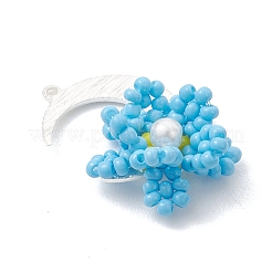 4 ciondolo a forma di luna e fiore con perline di vetro colorate&nbsp;PALLOY-MZ01185