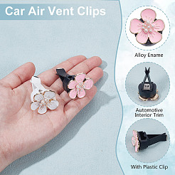 8 pieza de clips de ventilación de aire de coche de aleación de esmalte con flores de 2 colores&nbsp;HJEW-OC00102
