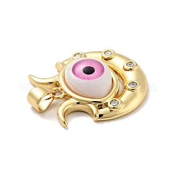Malocchio con luna in ottone micro pavé pendenti in zirconi chiari&nbsp;KK-G419-10G-04