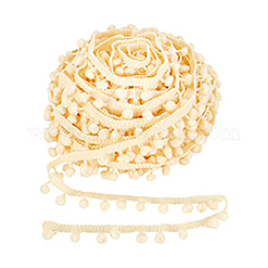 Nastro di pizzo con nappe e palline in nylon con pompon&nbsp;DIY-WH0580-31C