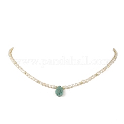 Collares con colgantes facetados en forma de lágrima de amazonita natural&nbsp;NJEW-JN06432