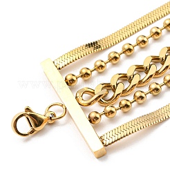 Mehrreihiges Armband aus 304 Edelstahlketten für Damen&nbsp;BJEW-G674-01A-G